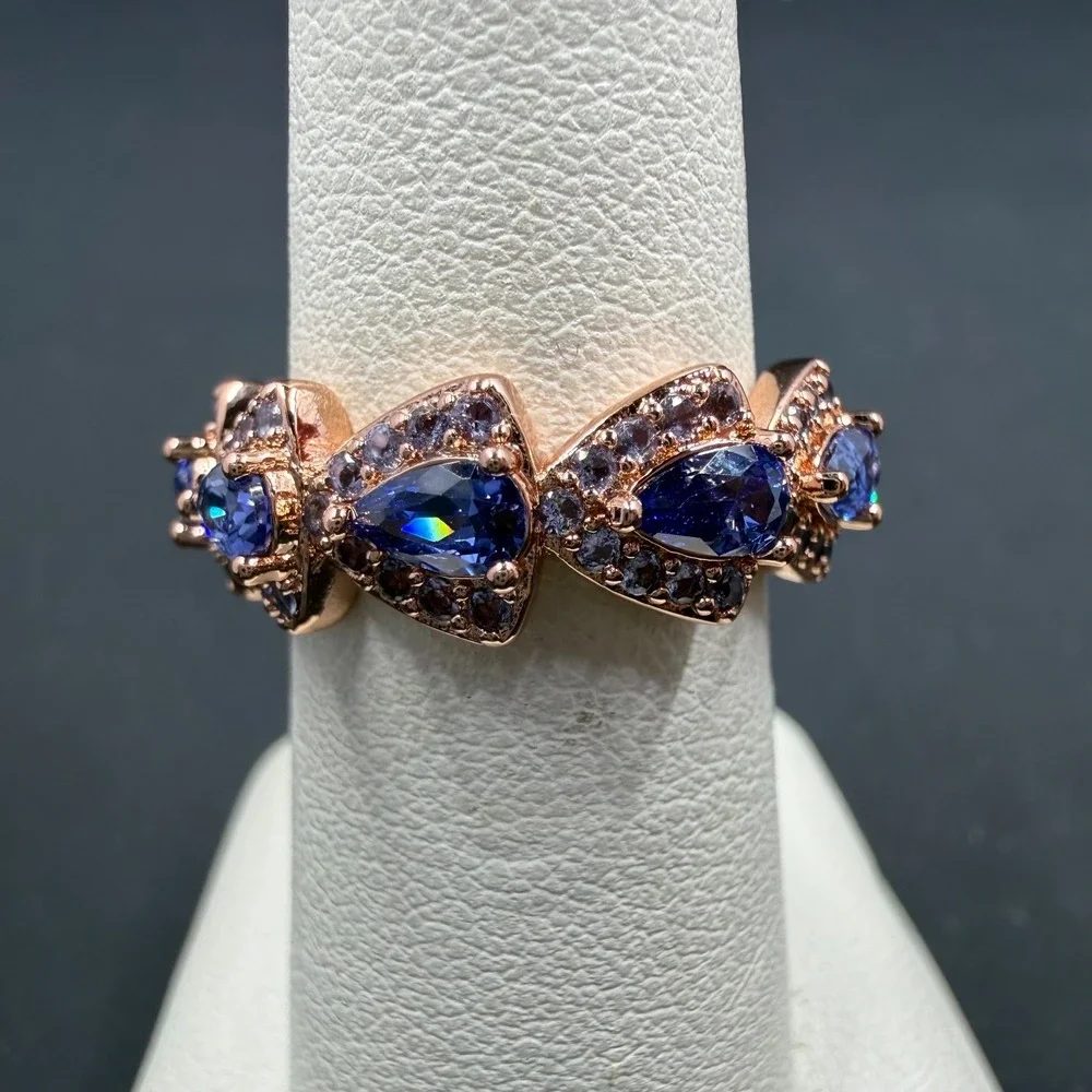 Bomb Party Chasin' You Size 6 Ring Sapphire CZ RBP6666 Rose Gold Plated